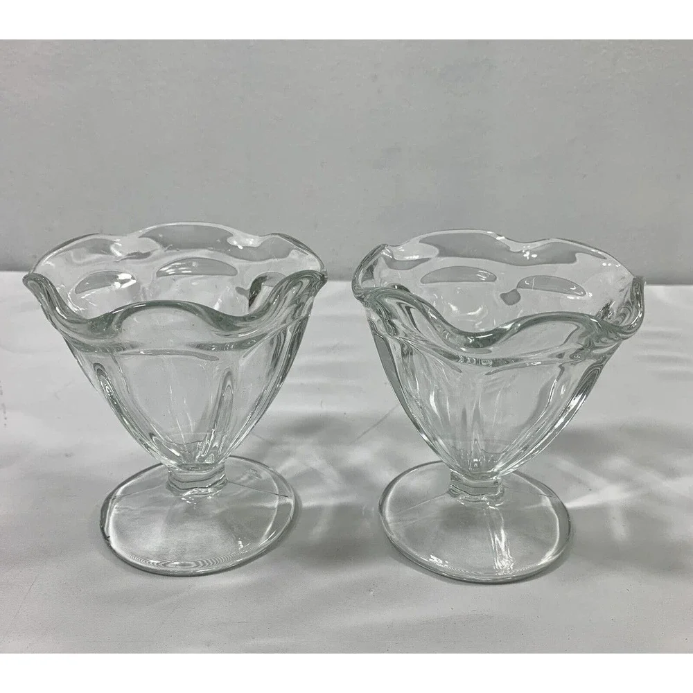2 Vintage Jeanette Glass‎ Ice Cream Dishes Bowls